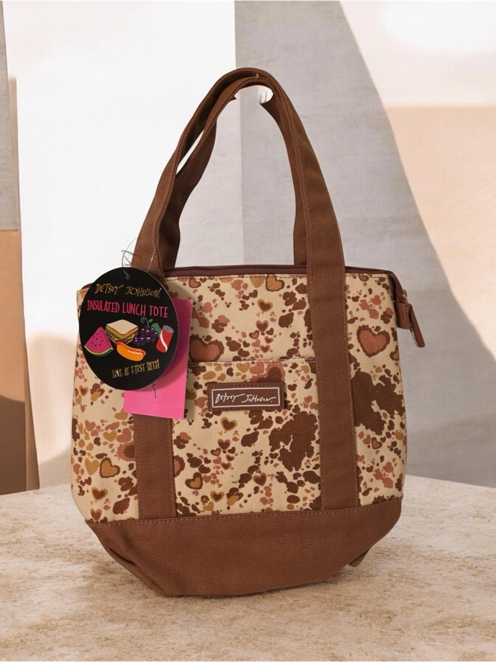 Betsey Johnson Brown and Cream Patterned Insulated Tote